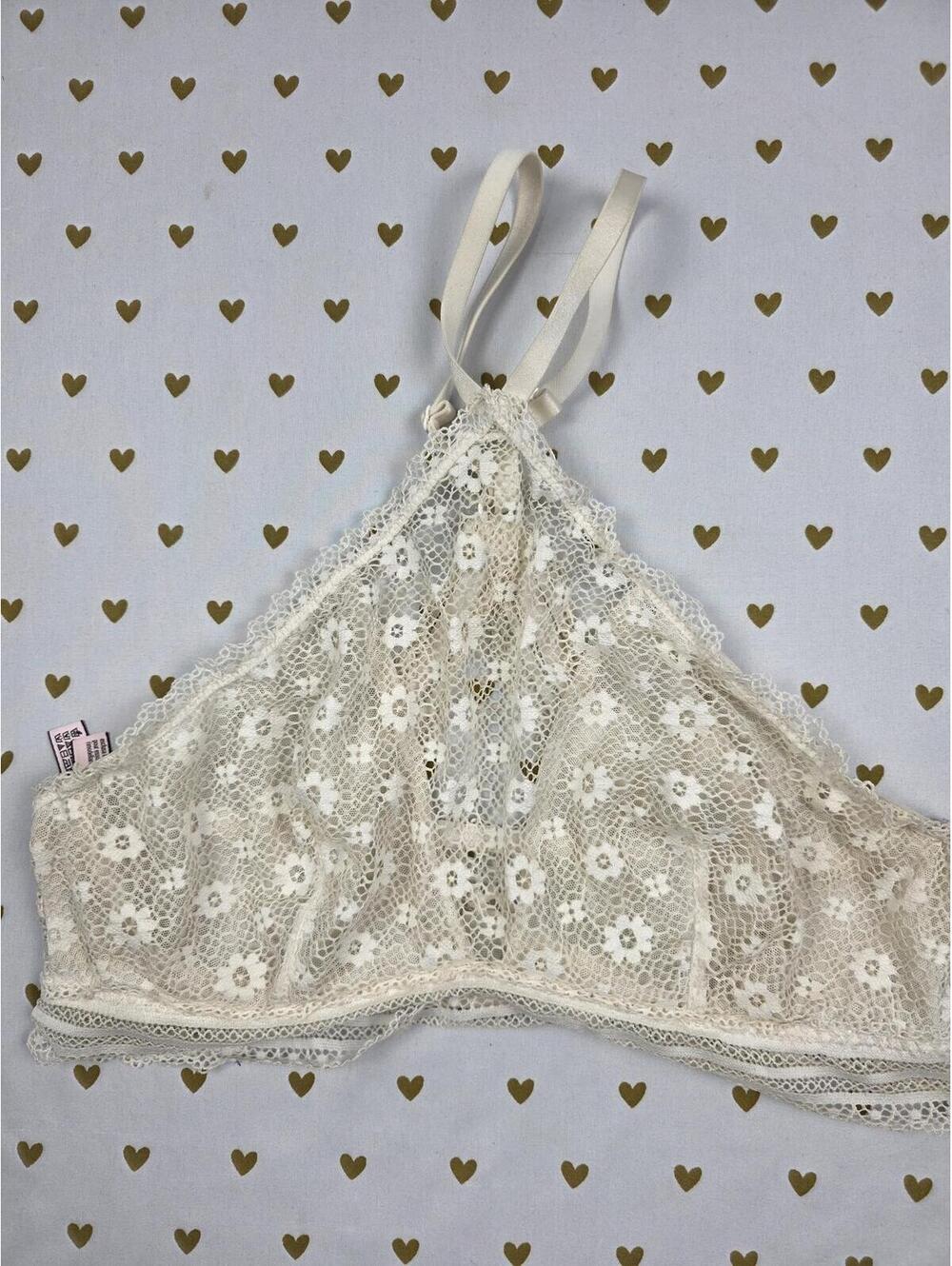 Victorias Secret White Lace Large Bralette Bra Top Tank